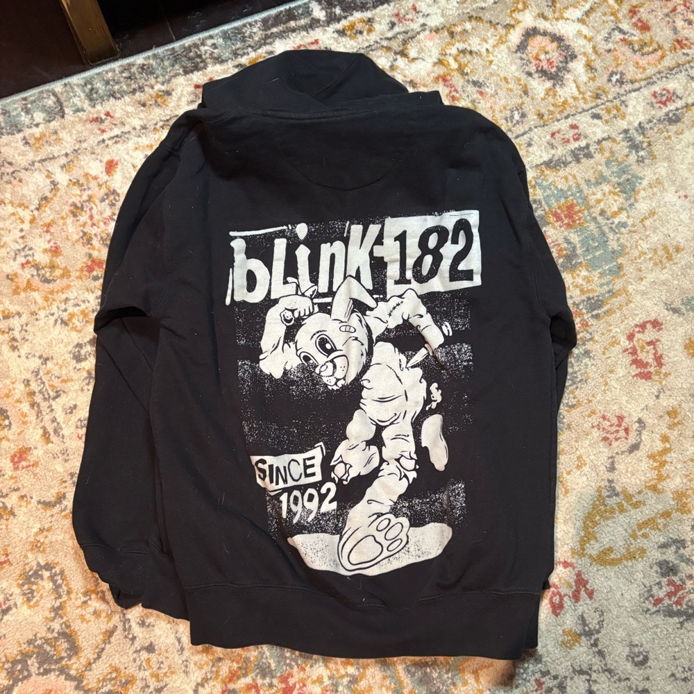 FLAWED - Unisex Blink-182 “Skankin’ Bunny” Edging Rabbit Graphic Zip-up Hoodie - Picture 4 of 4